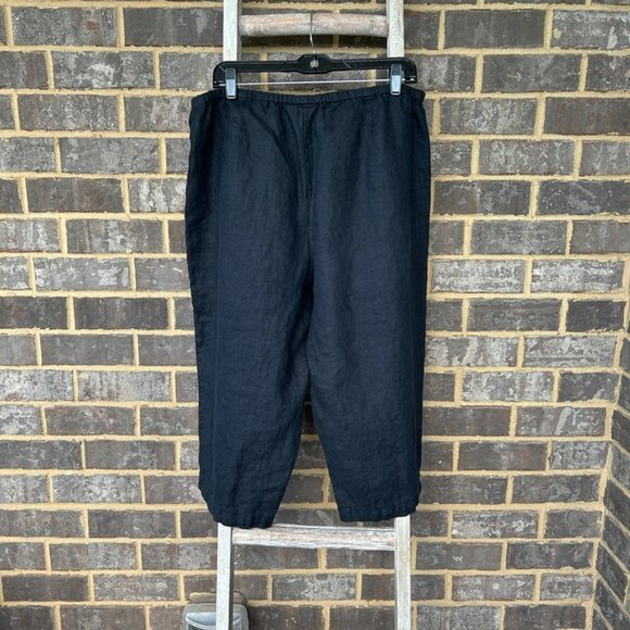 JM Collection Women's linen capri pants black size 16 - Picture 3 of 4